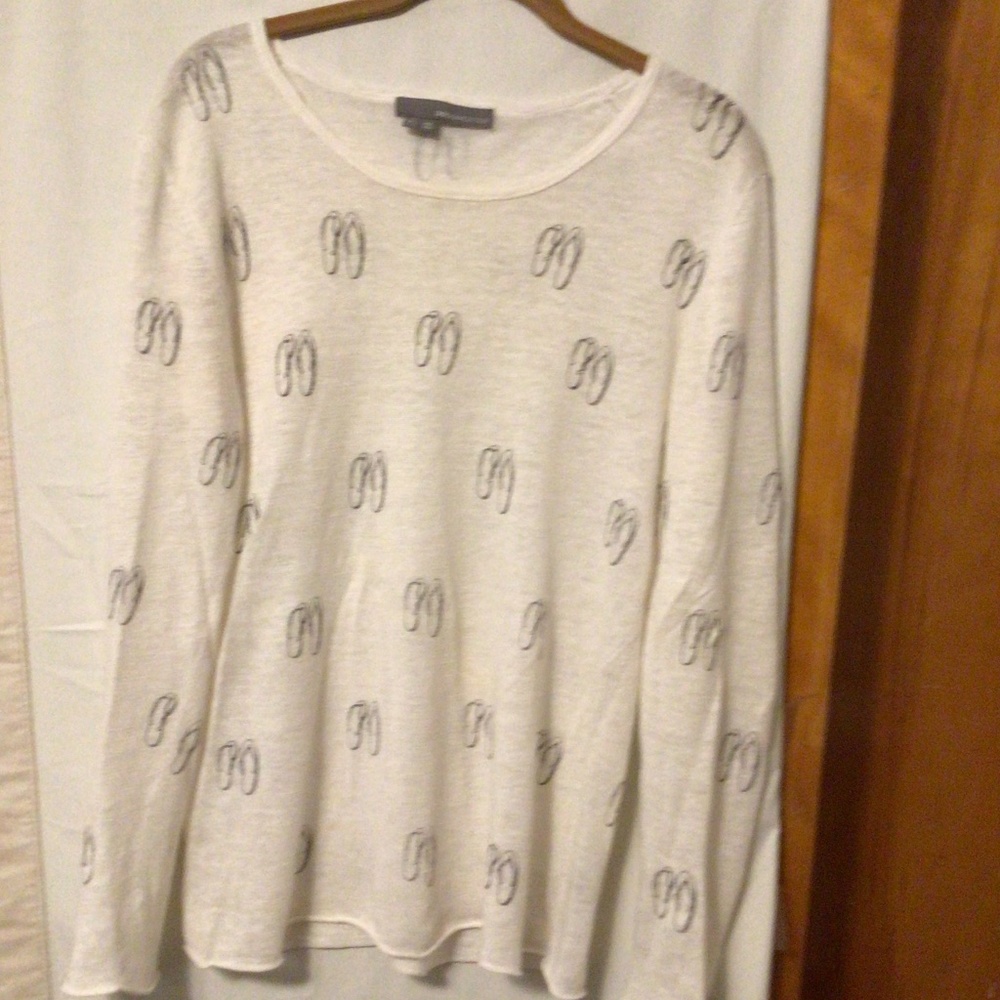 360 Sweater Linen Novelty print SZ L blouse # linen # novelty print